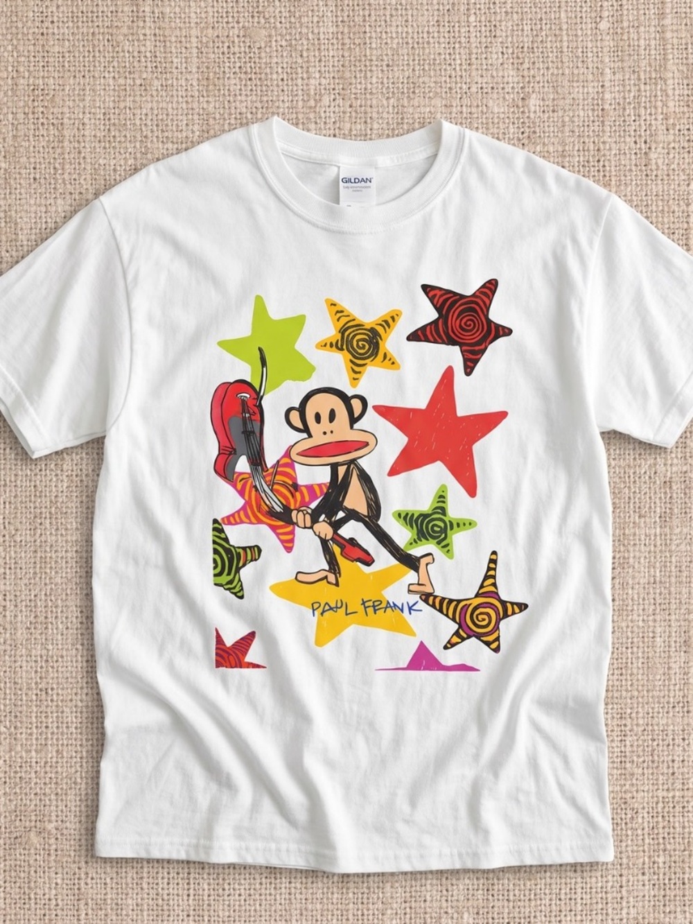 Paul Frank Julius Monkey Guitar Star Graphic Tee White Shirt